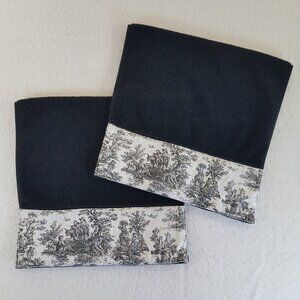 2 Lauren Ralph Lauren Black White Toile Hand Towels THICK 15"x30" LRL Handtowels